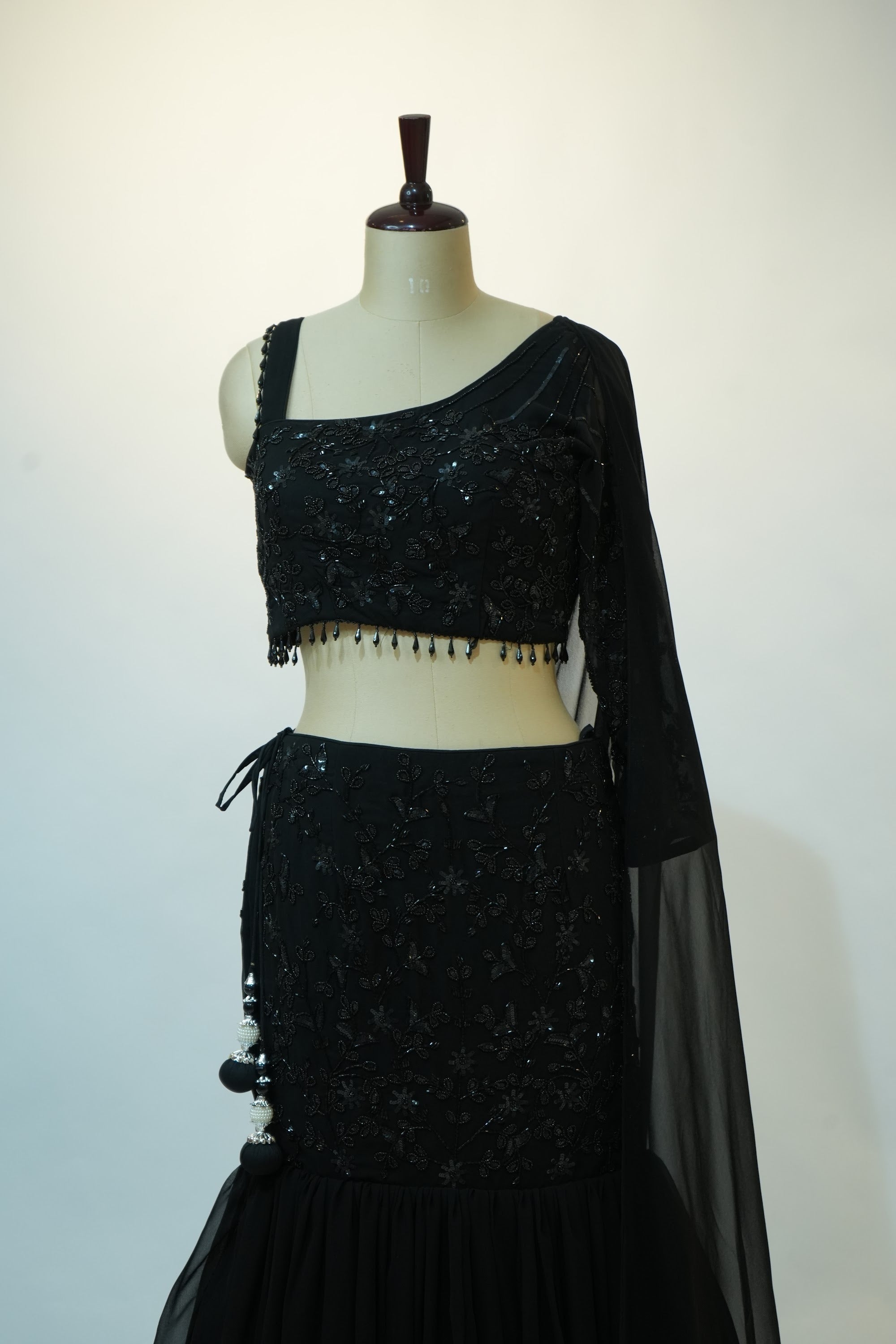Black Sequin Embroidered Lehenga Set
