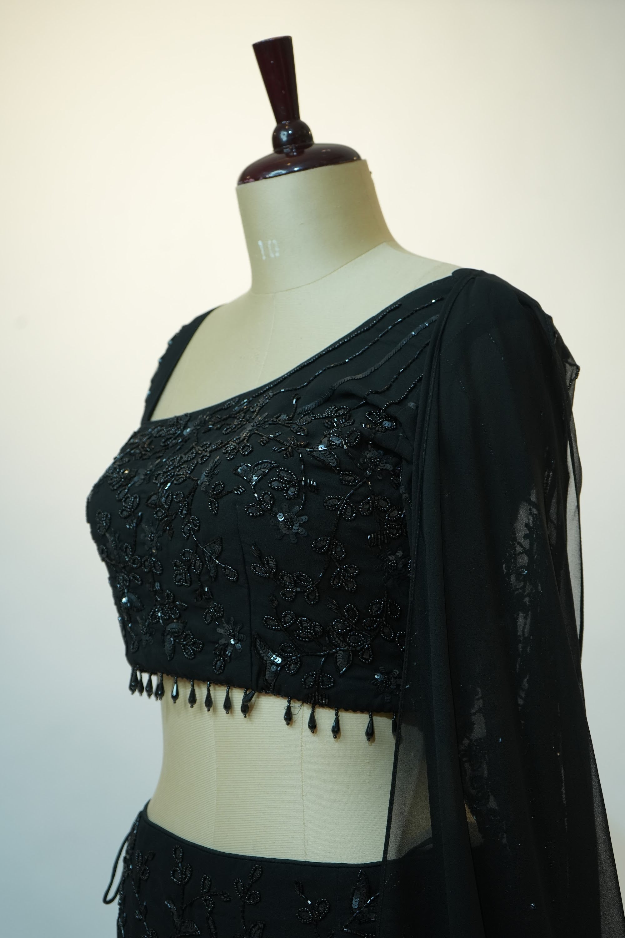 Black Sequin Embroidered Lehenga Set