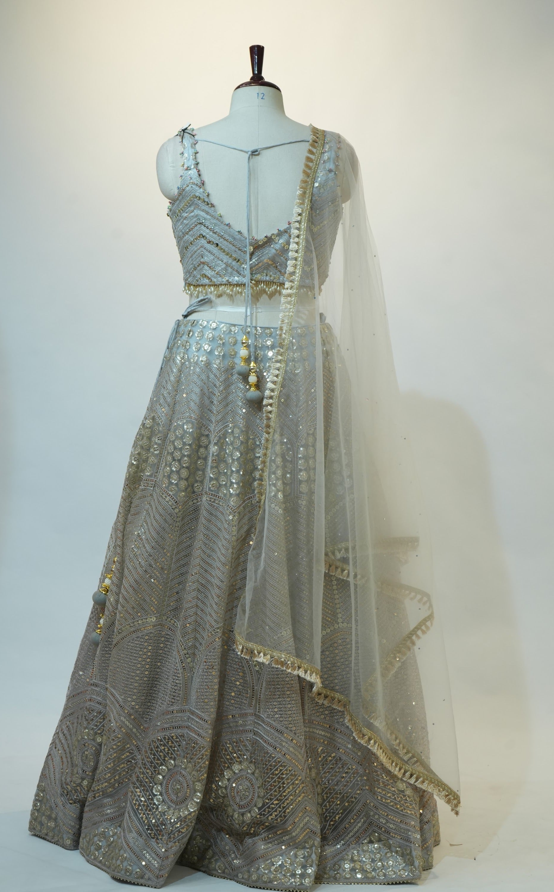 Silver Sequin Embroidered Lehenga Set