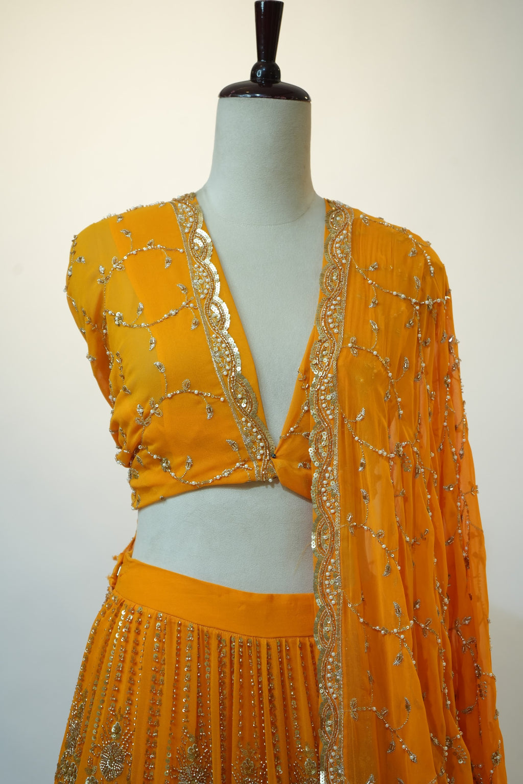 Marigold Yellow Embroidered Lehenga Set