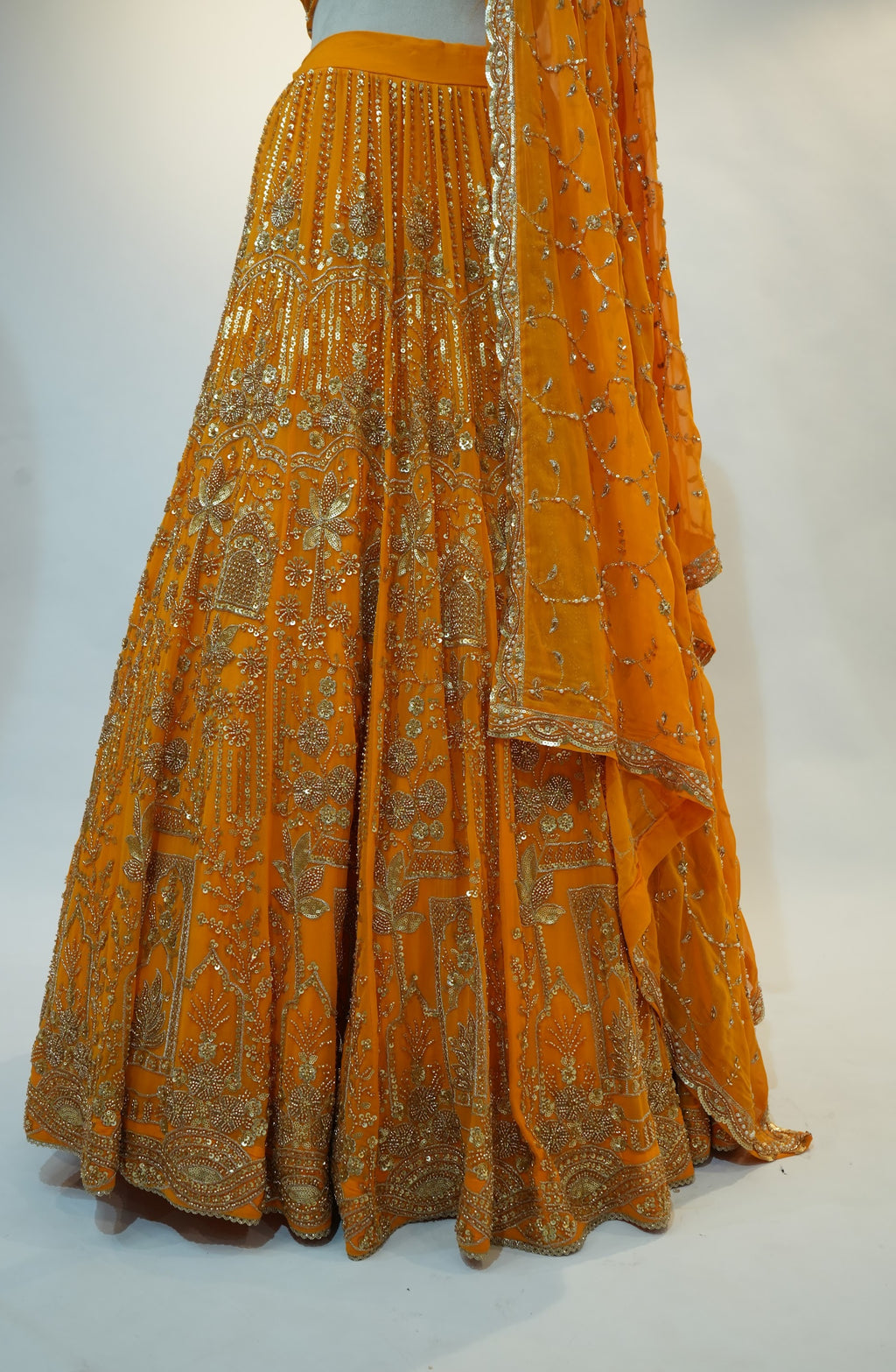 Marigold Yellow Embroidered Lehenga Set