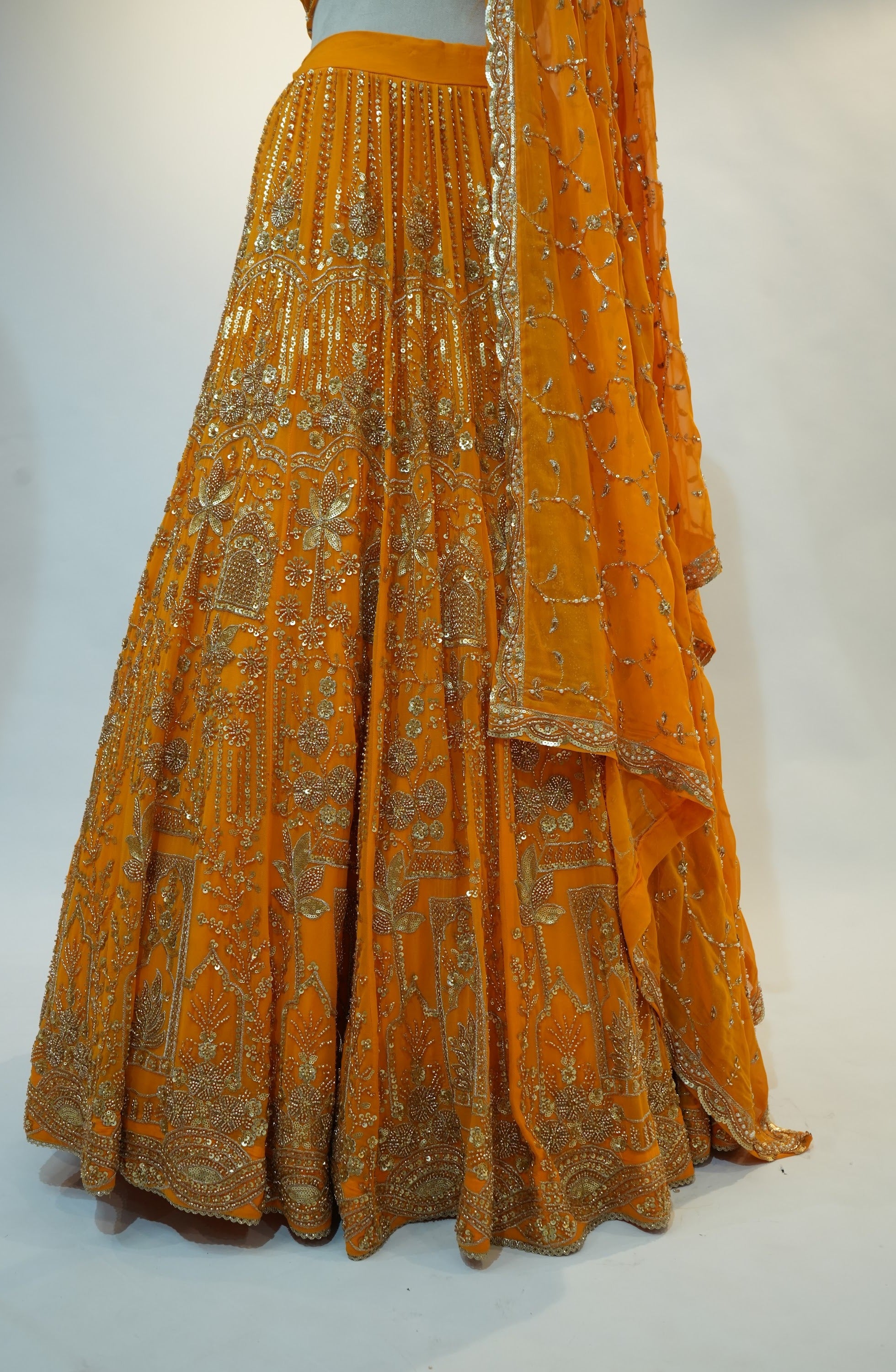 Marigold Yellow Embroidered Lehenga Set