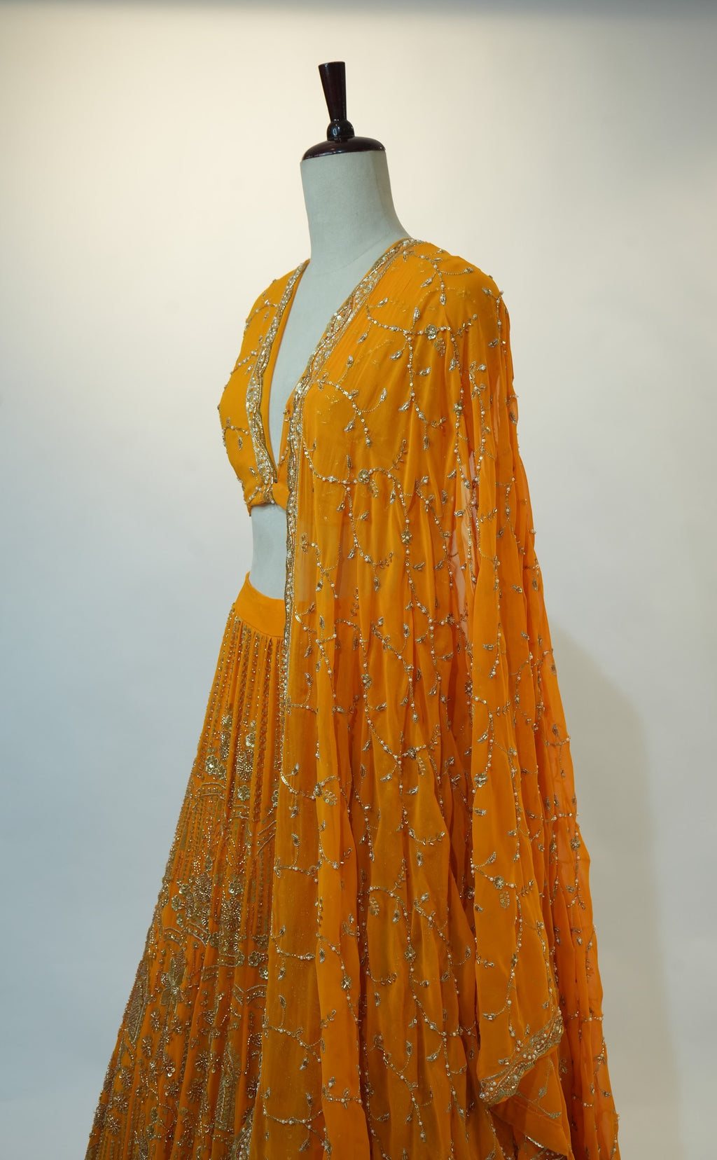 Marigold Yellow Embroidered Lehenga Set