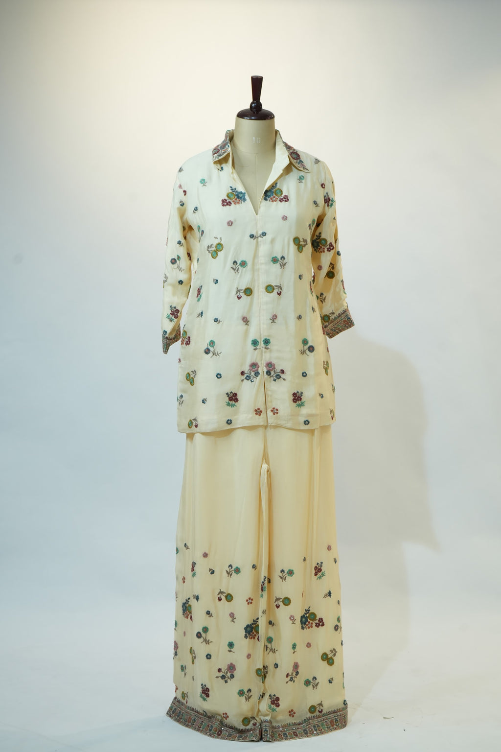 Ivory Multi-Floral Embroidered Co-ord Set