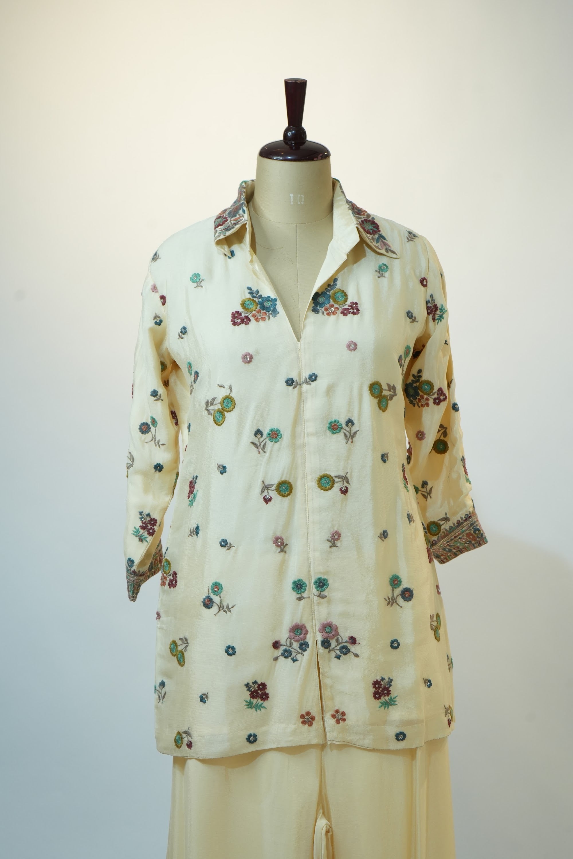 Ivory Multi-Floral Embroidered Co-ord Set