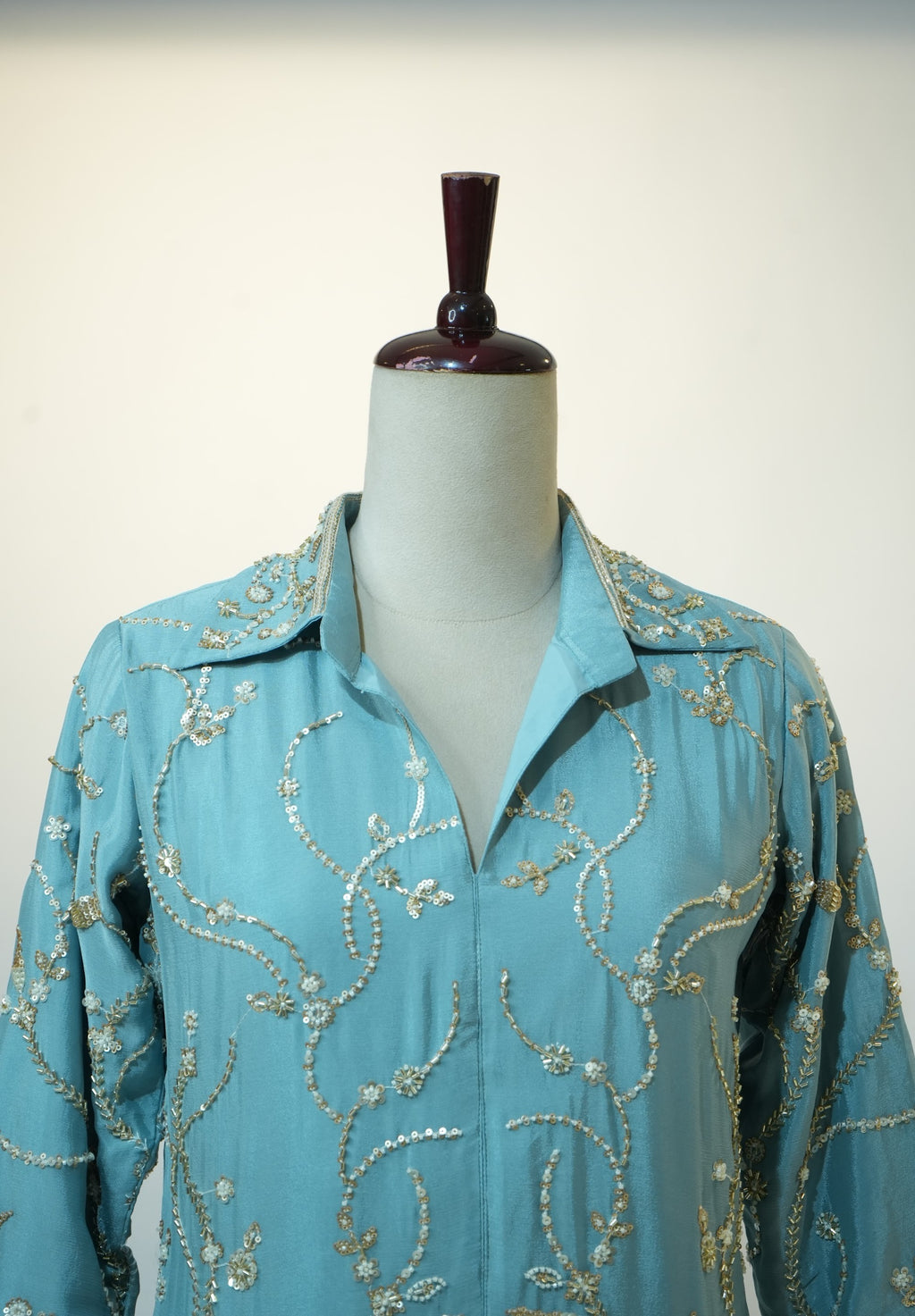 Sky Blue Sequin Embroidered Co-ord Set