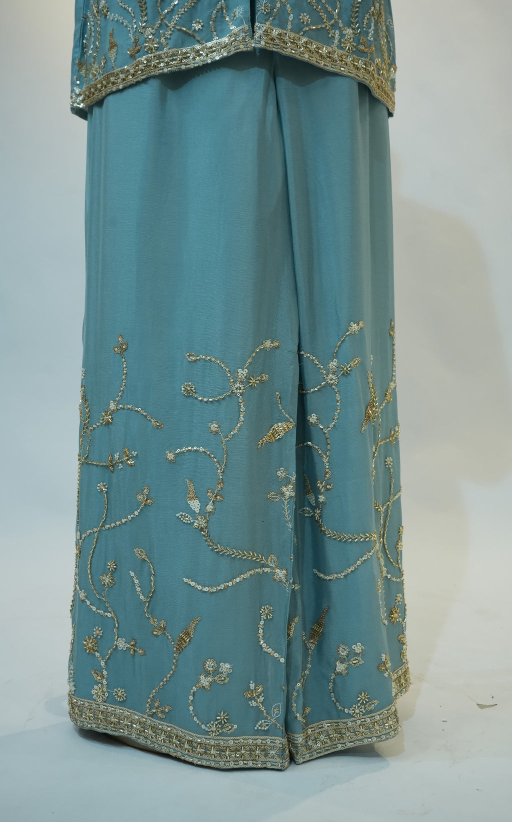 Sky Blue Sequin Embroidered Co-ord Set