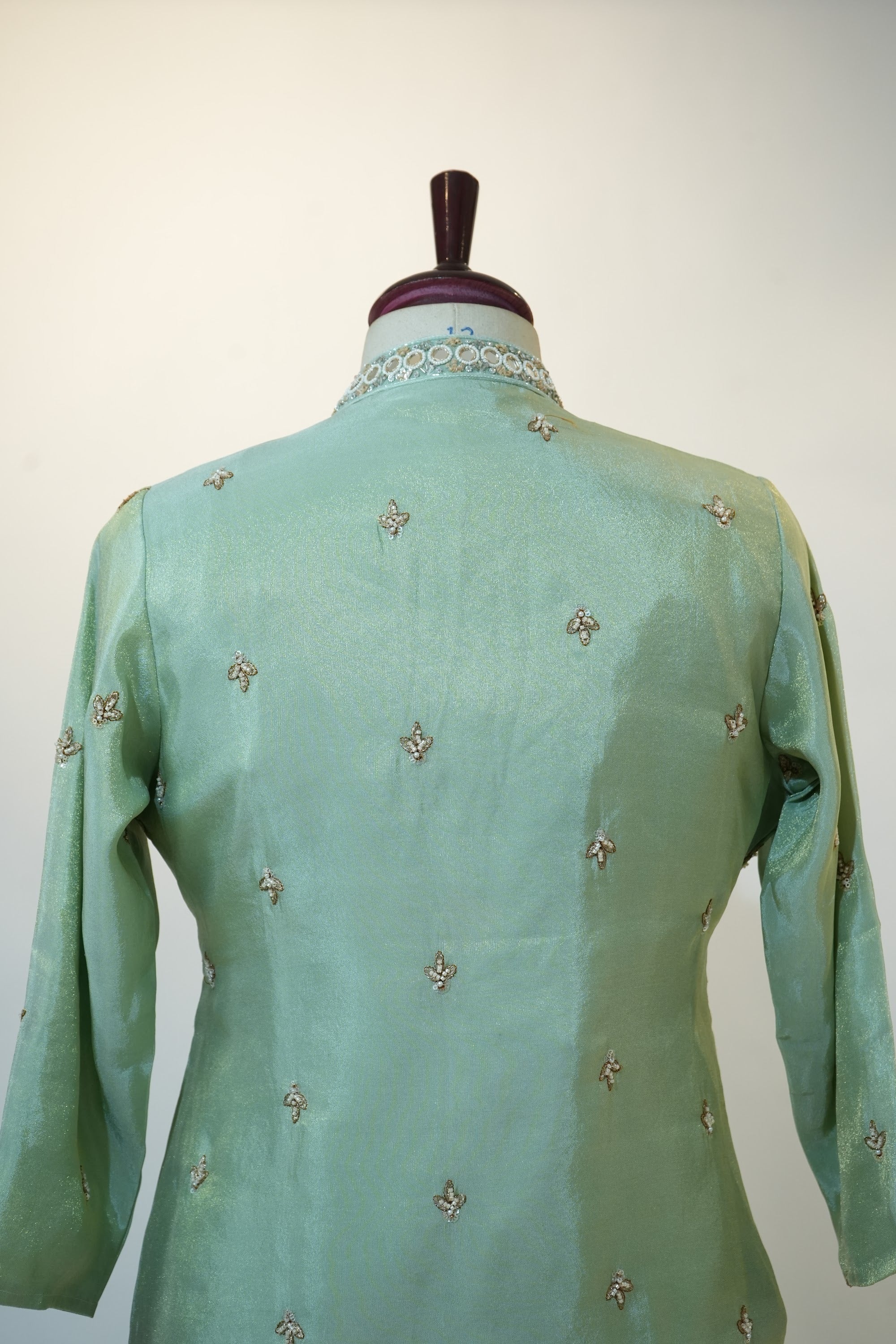 Sage Green Embroidered Jacket Lehenga Set