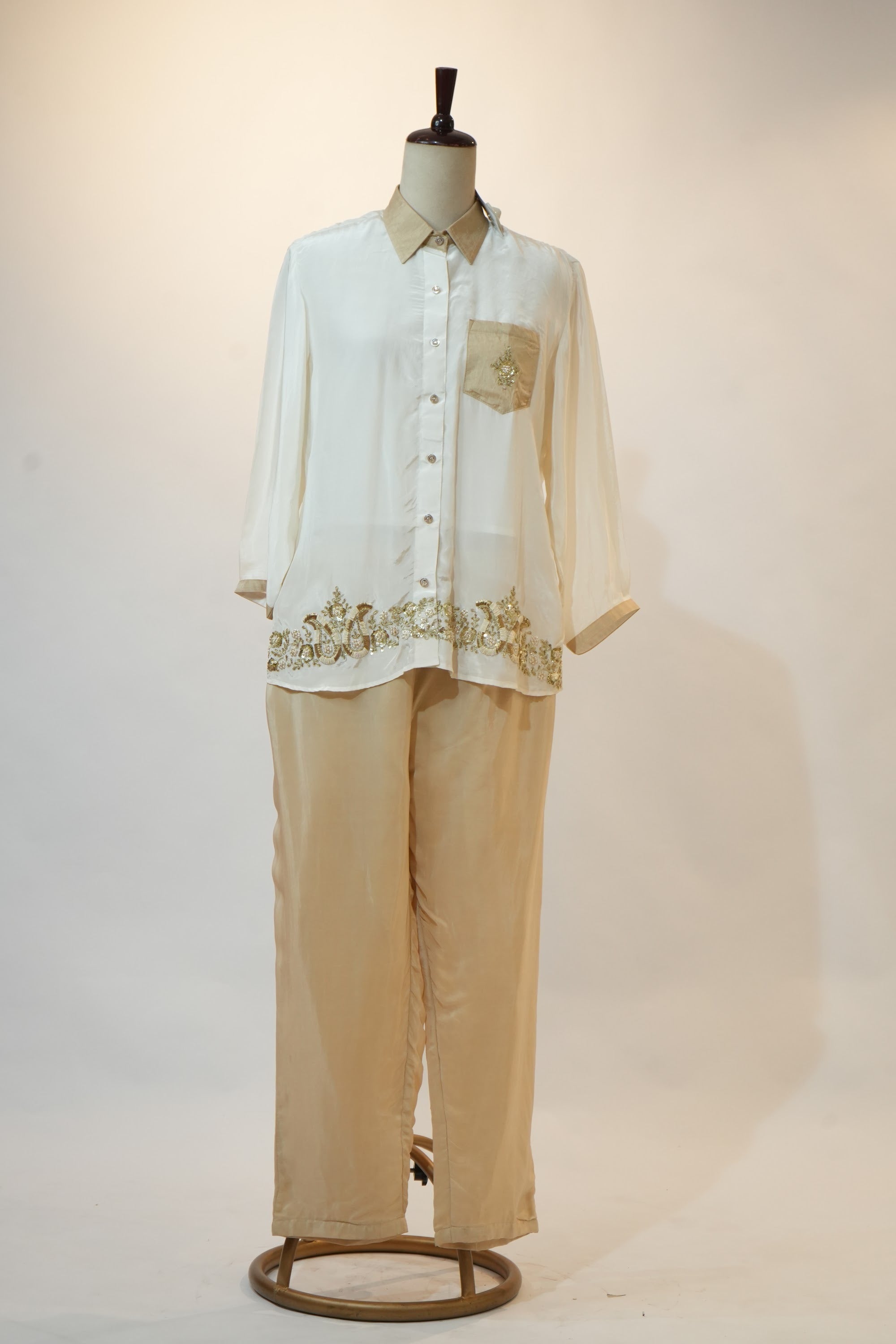 Ivory & Gold Embroidered Co-ord Set
