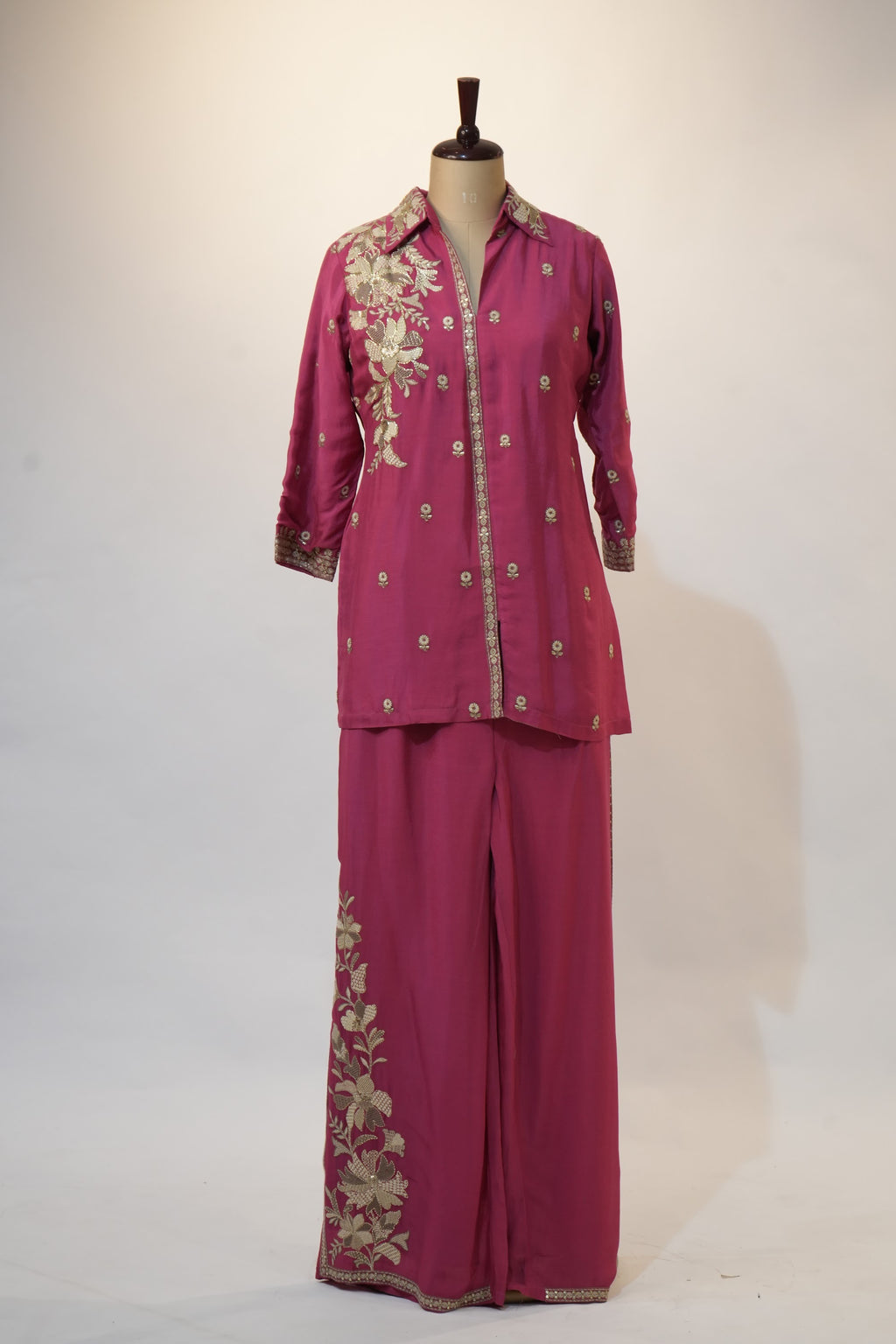 Deep Magenta Floral Embroidered Co-ord Set