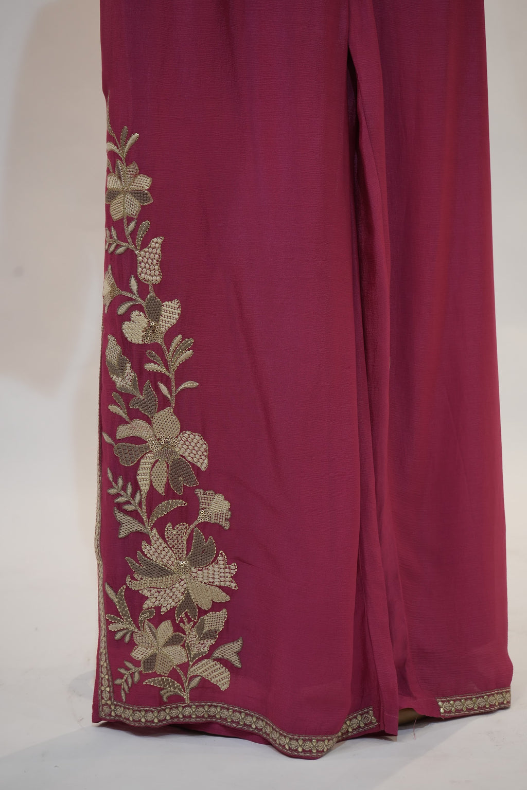 Deep Magenta Floral Embroidered Co-ord Set