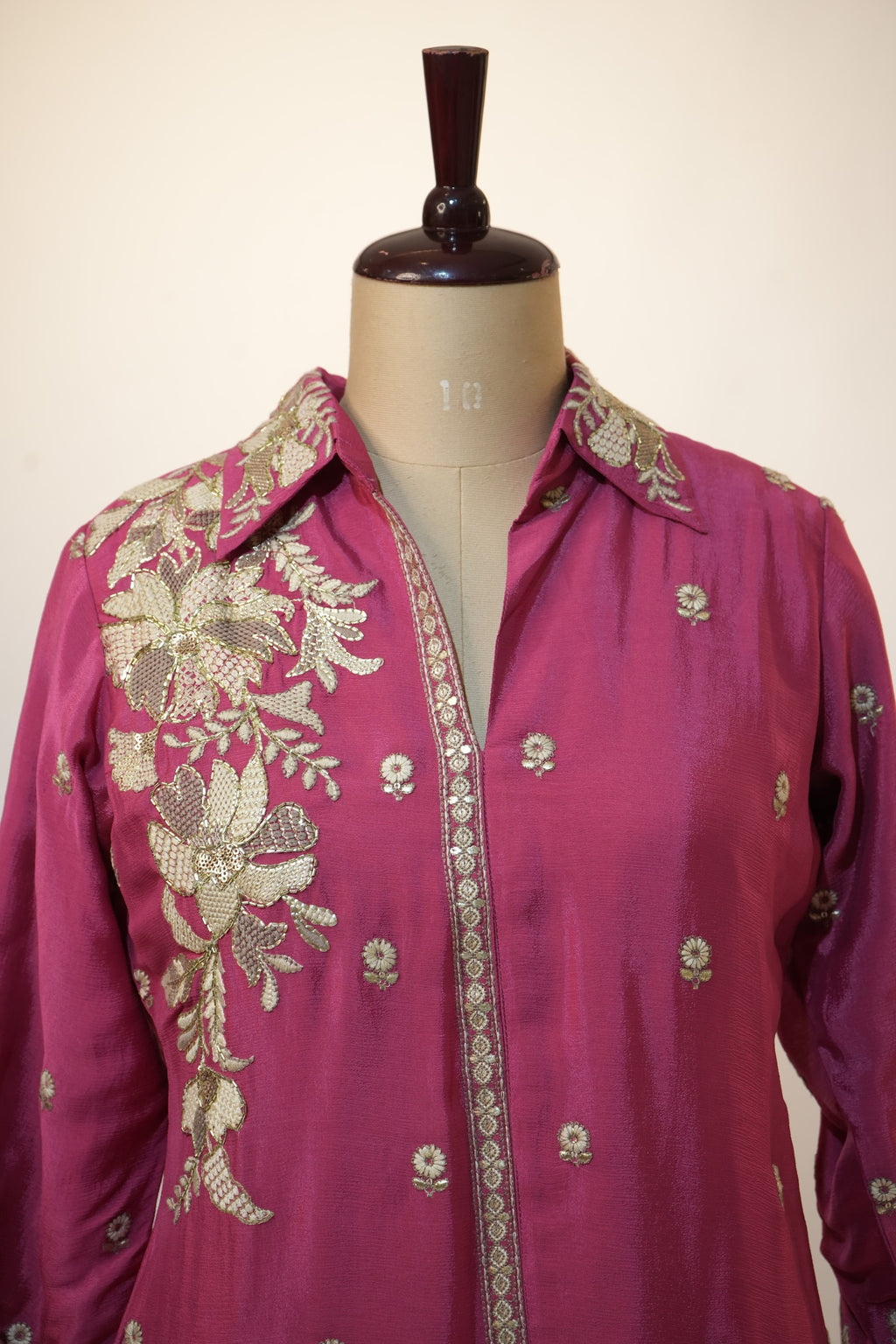 Deep Magenta Floral Embroidered Co-ord Set