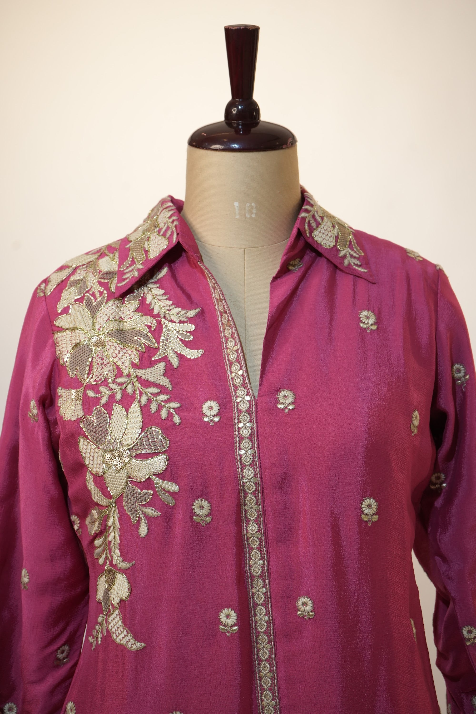 Deep Magenta Floral Embroidered Co-ord Set