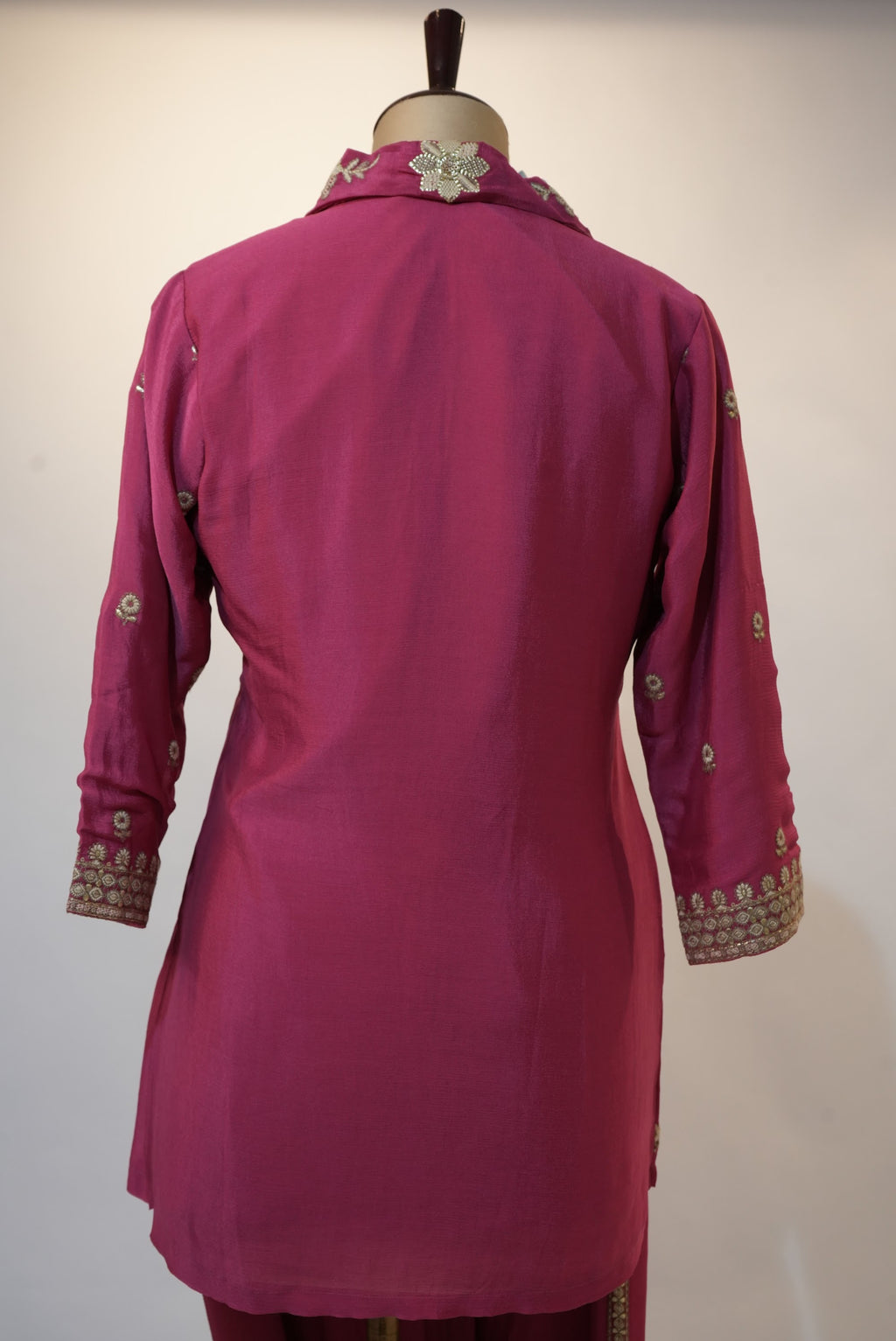 Deep Magenta Floral Embroidered Co-ord Set