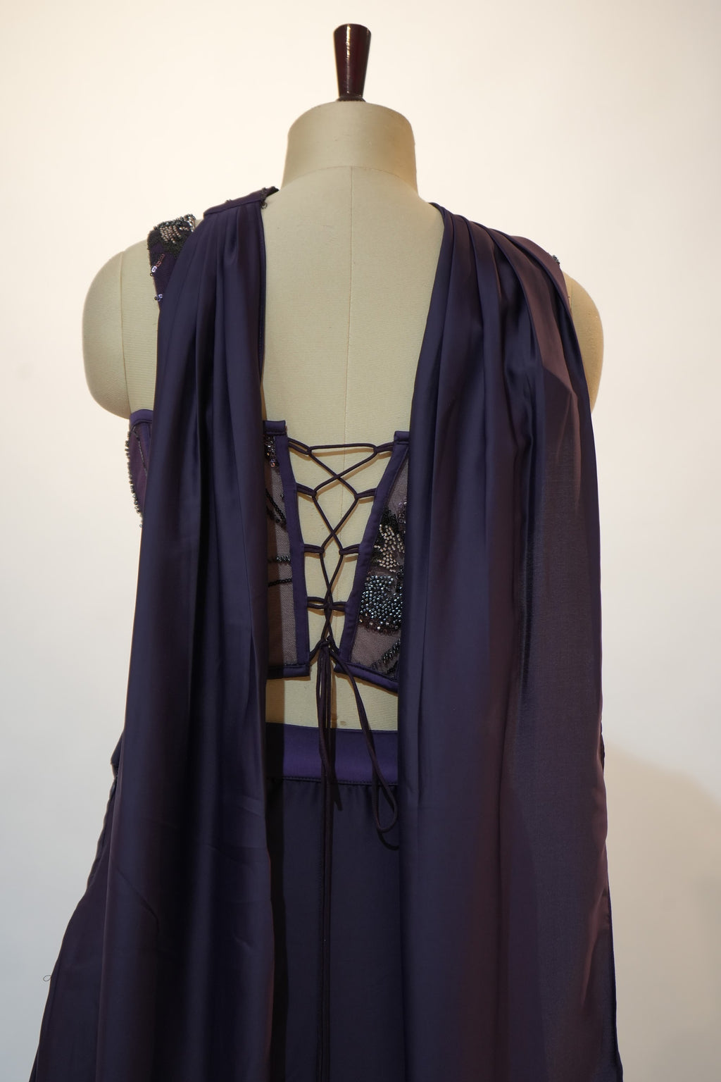 Navy Sequin Embroidered Corset Lehenga Set