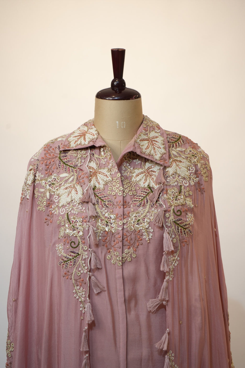 Dusty Pink Embroidered Cape Palazzo Set