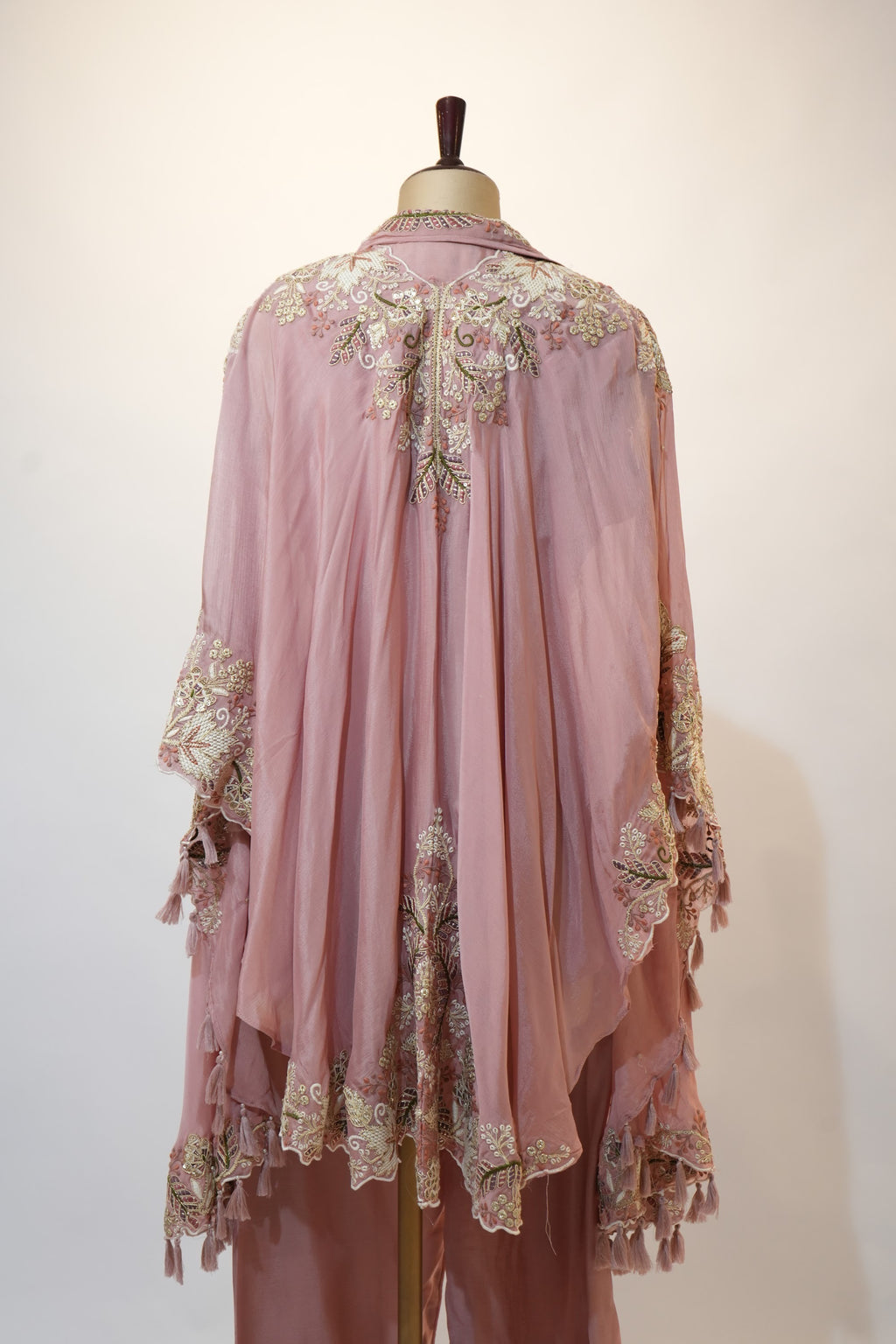 Dusty Pink Embroidered Cape Palazzo Set