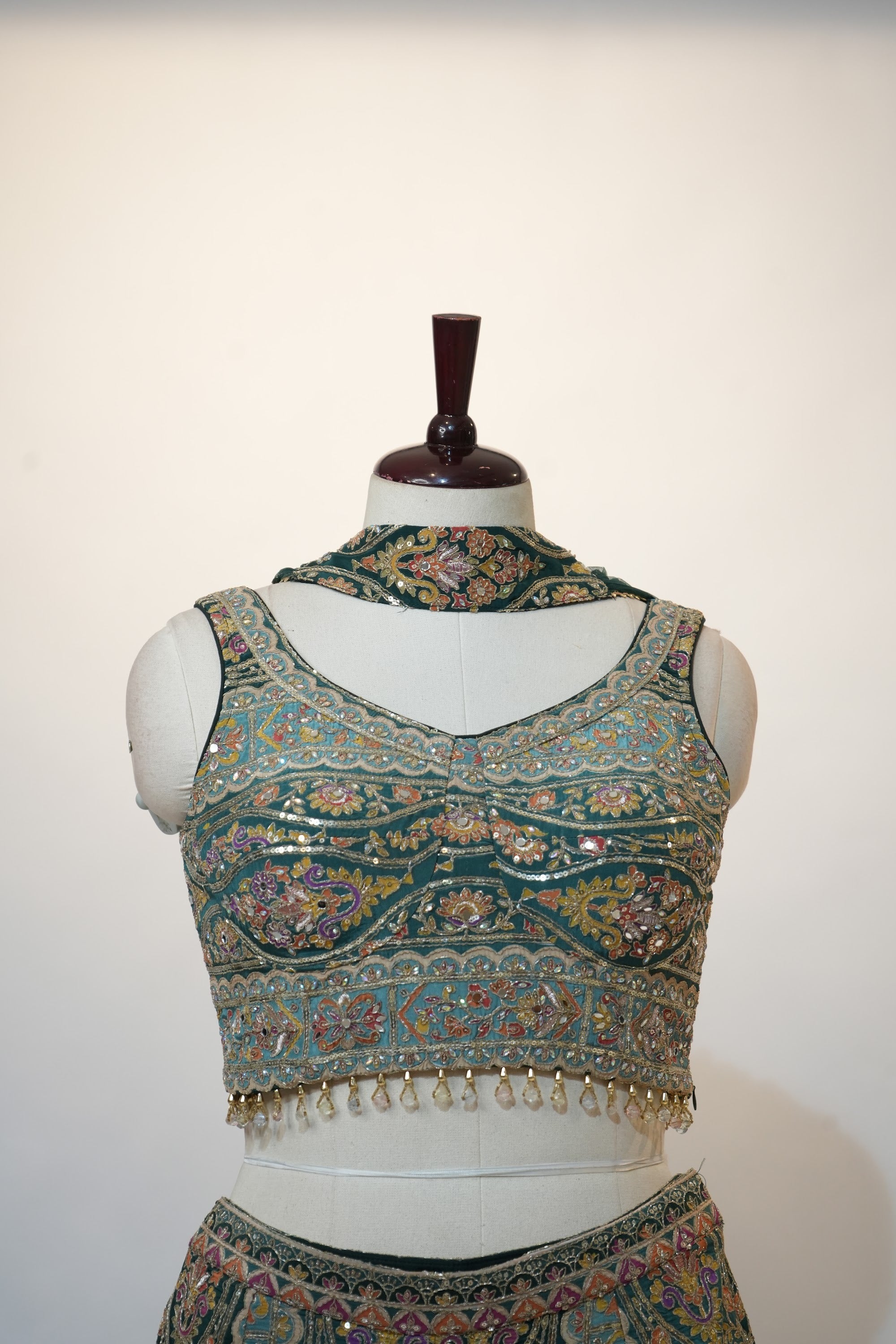 Teal Multicolor Embroidered Lehenga Set