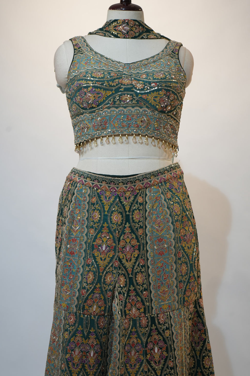 Teal Multicolor Embroidered Lehenga Set