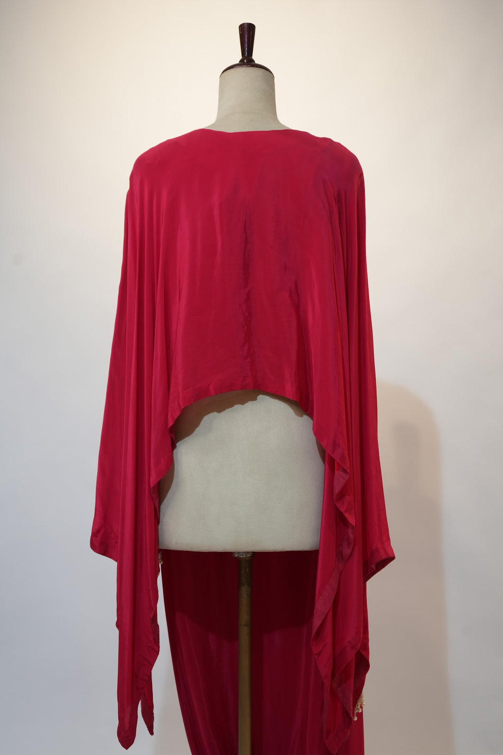 Crimson Red Beaded Cape Kaftan Set