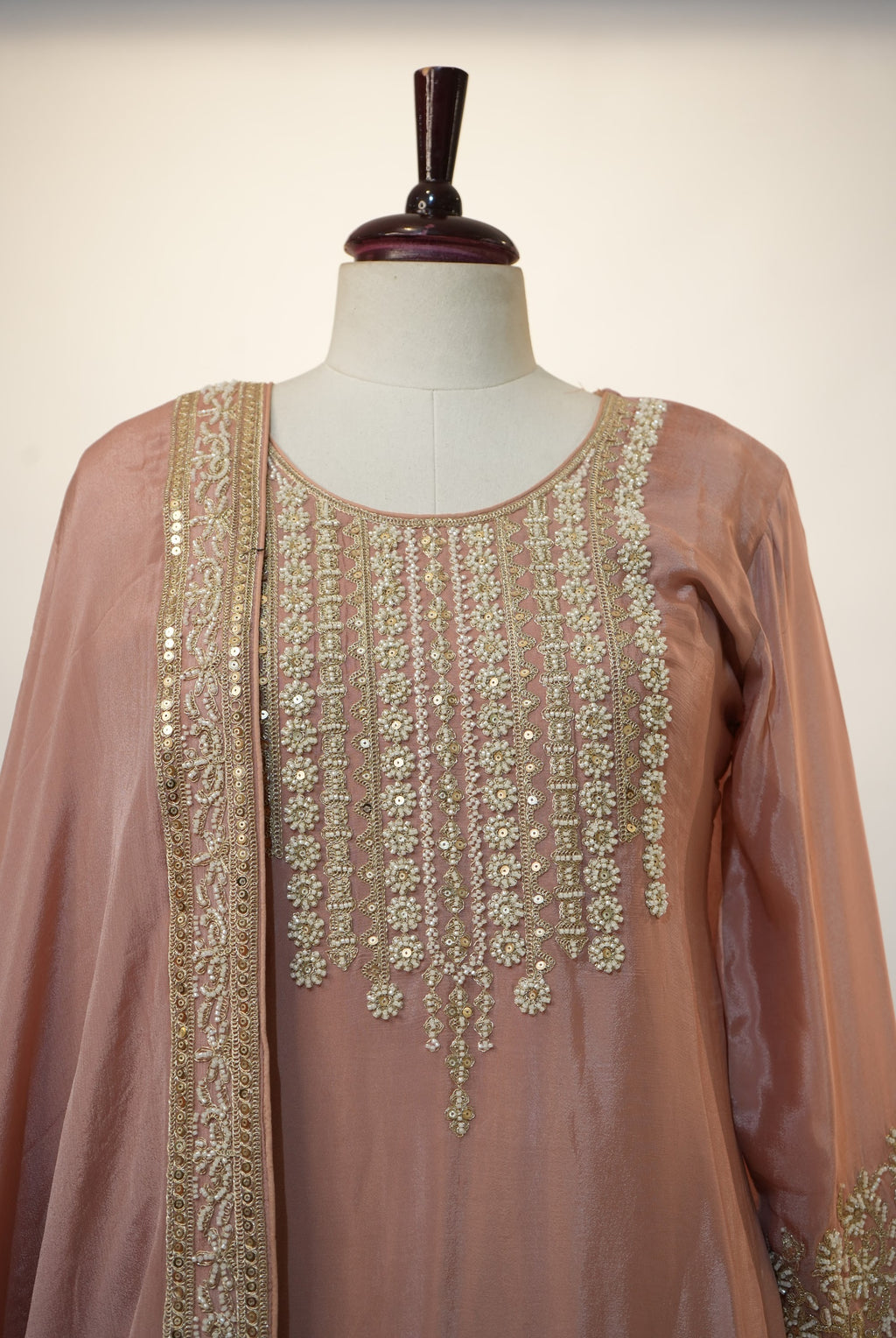 Mauve Rose Ornate Embroidered Sharara Set