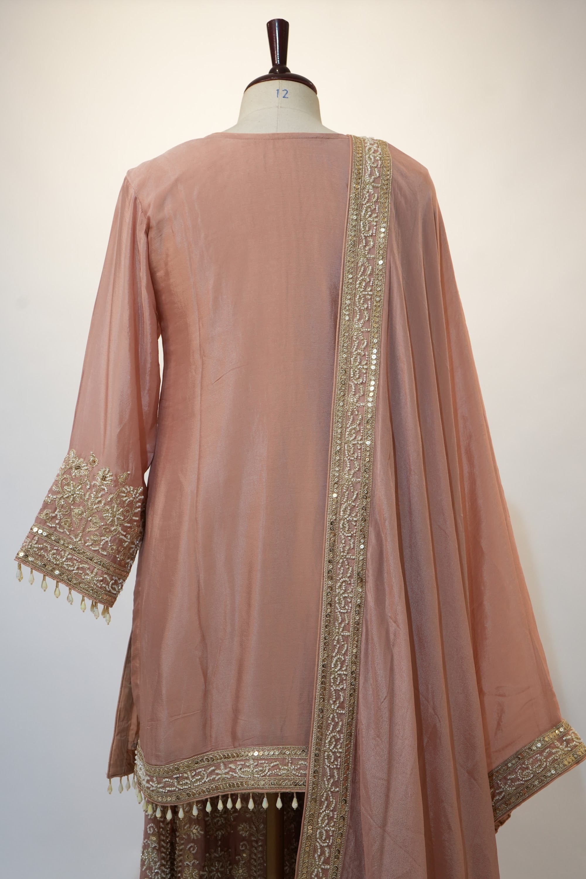 Mauve Rose Ornate Embroidered Sharara Set