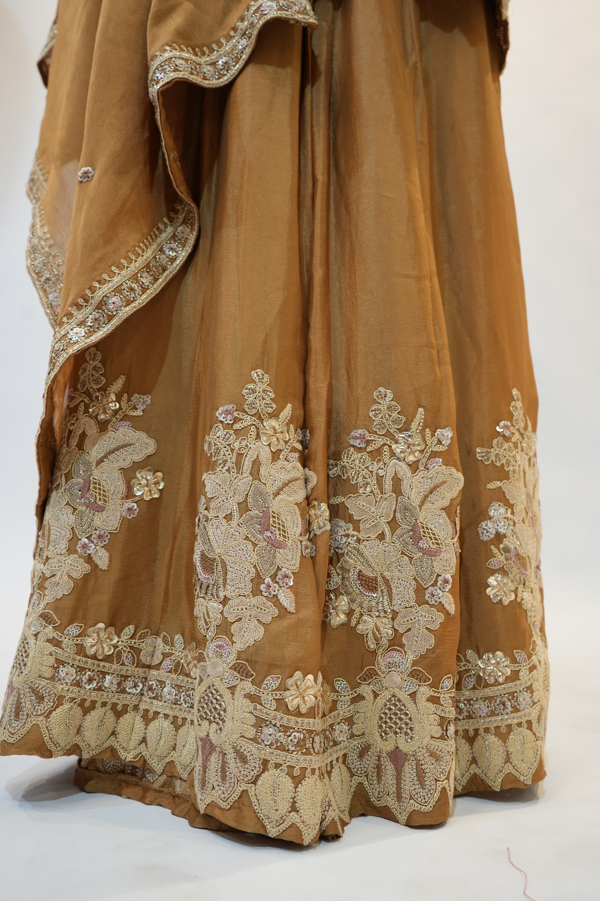 Golden Caramel Embroidered Suit Set