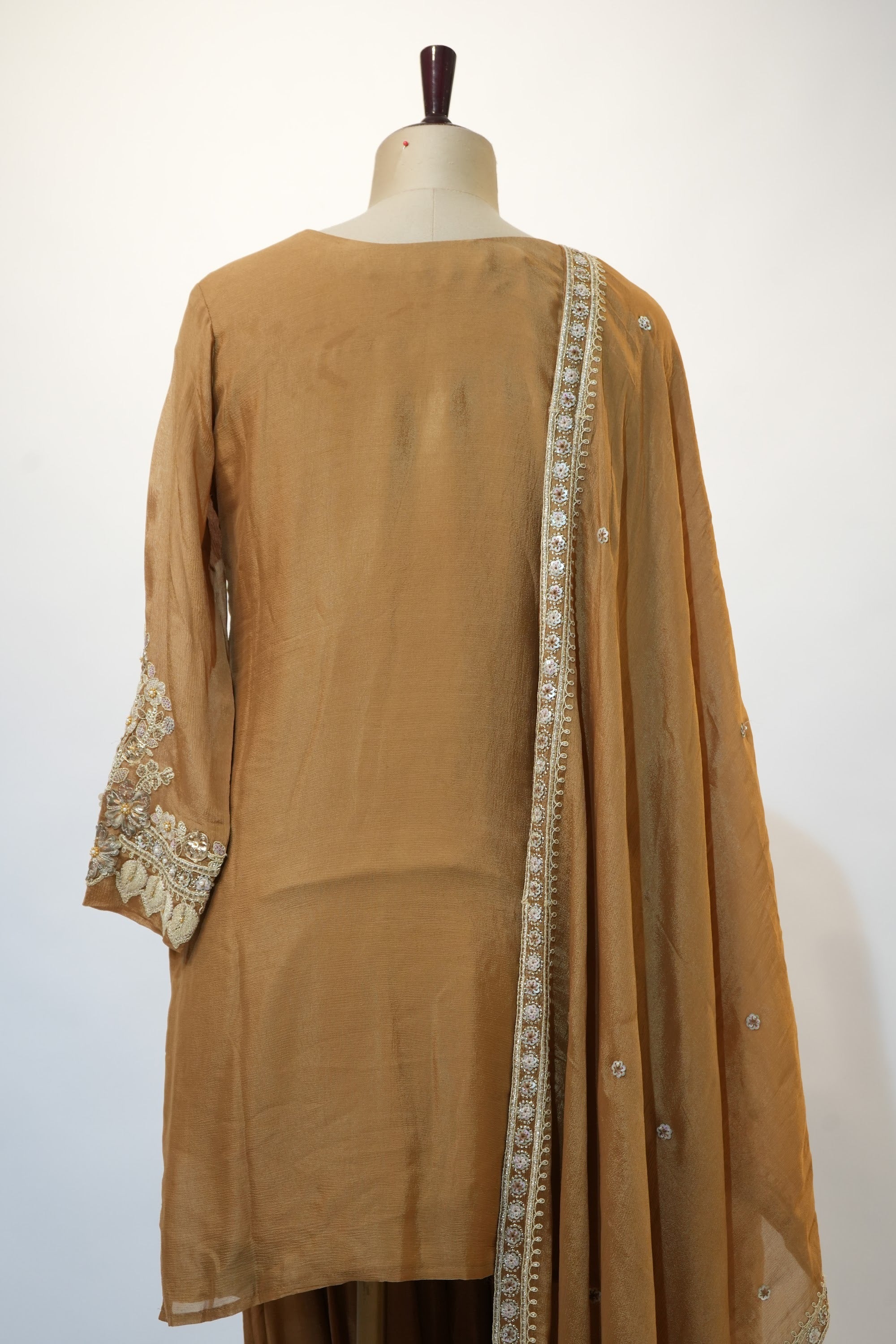 Golden Caramel Embroidered Suit Set