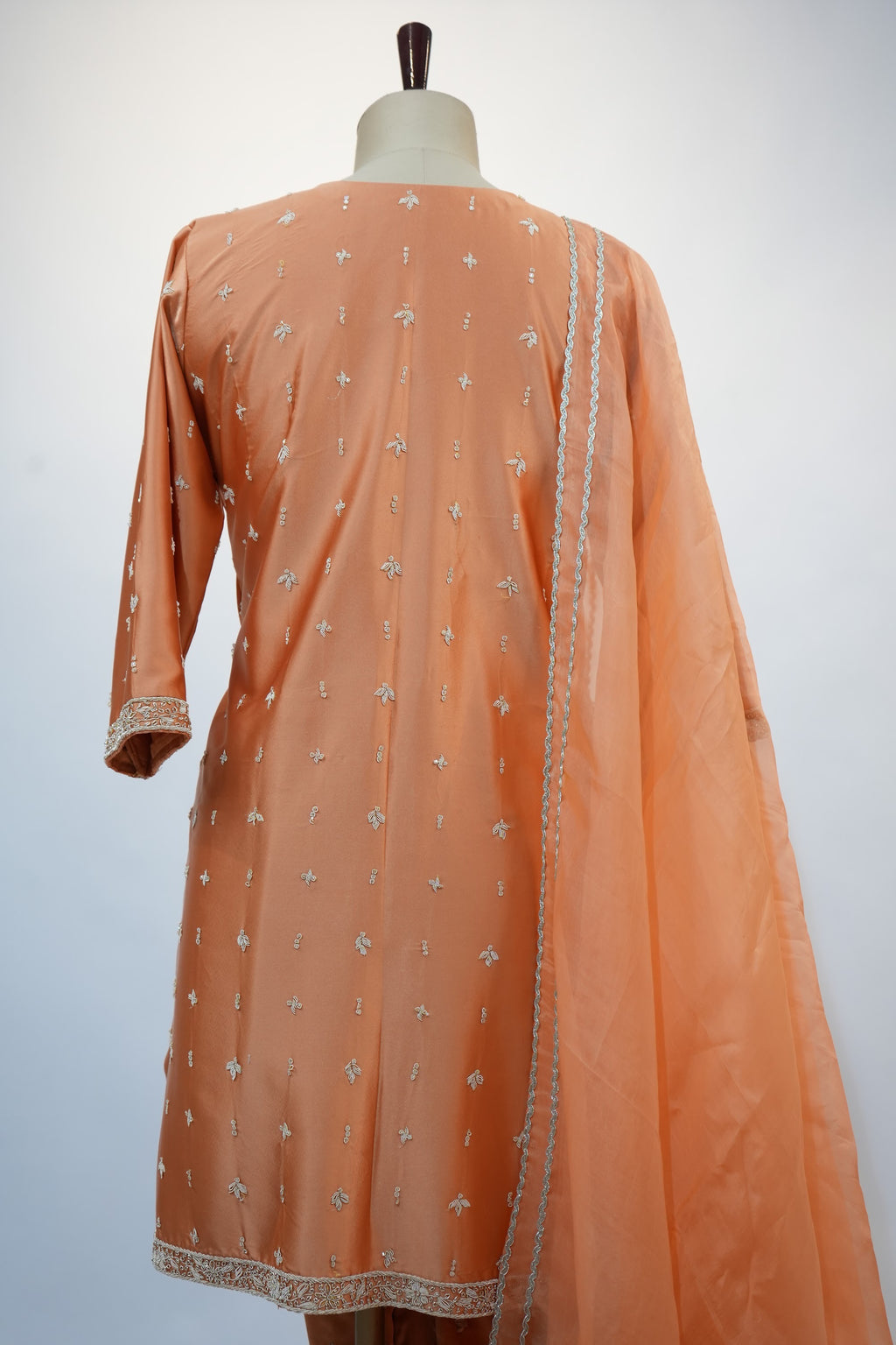 Peach Silver Thread Suit Set