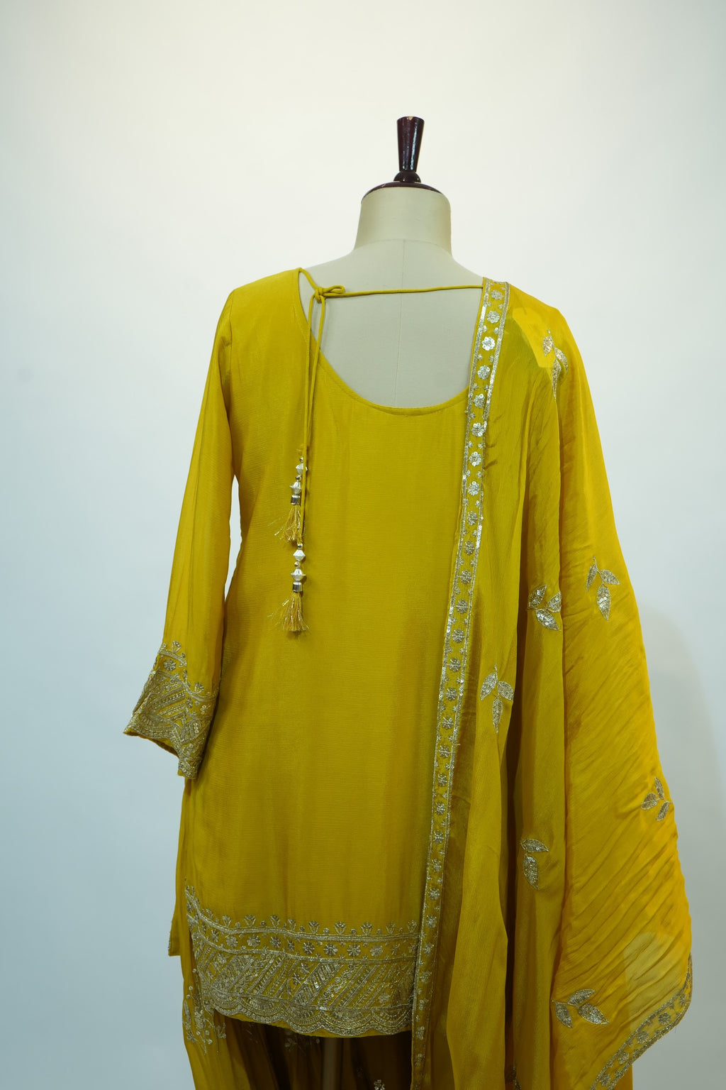Mustard Yellow Embroidered Sharara Set