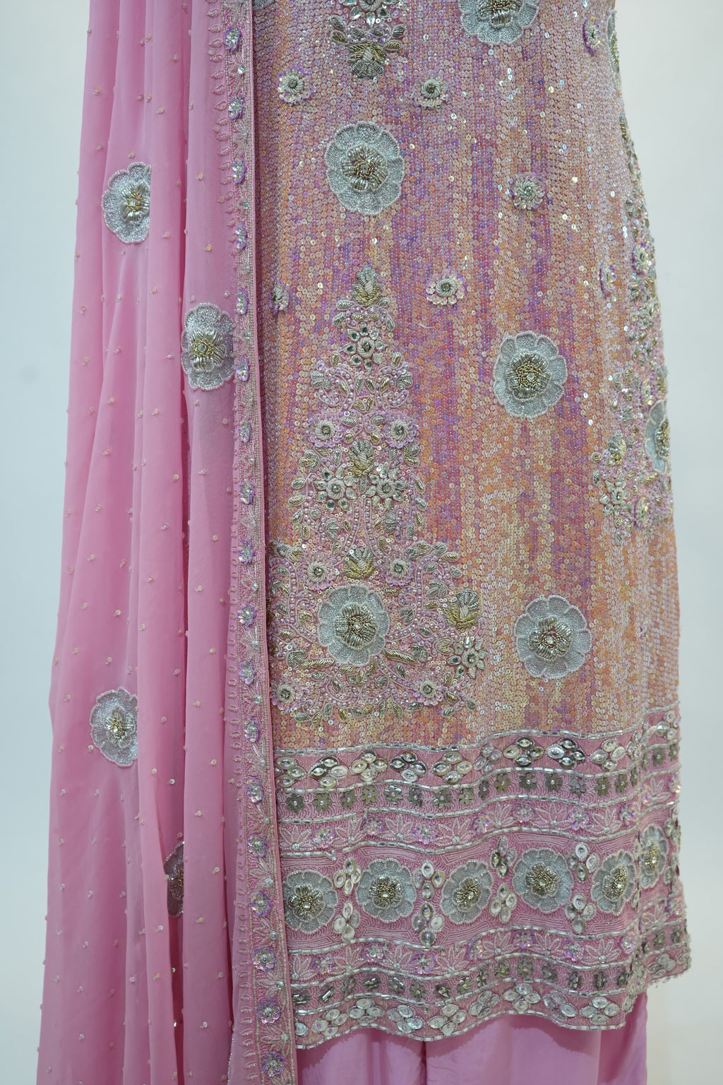 Pink Embroidered Sharara Set
