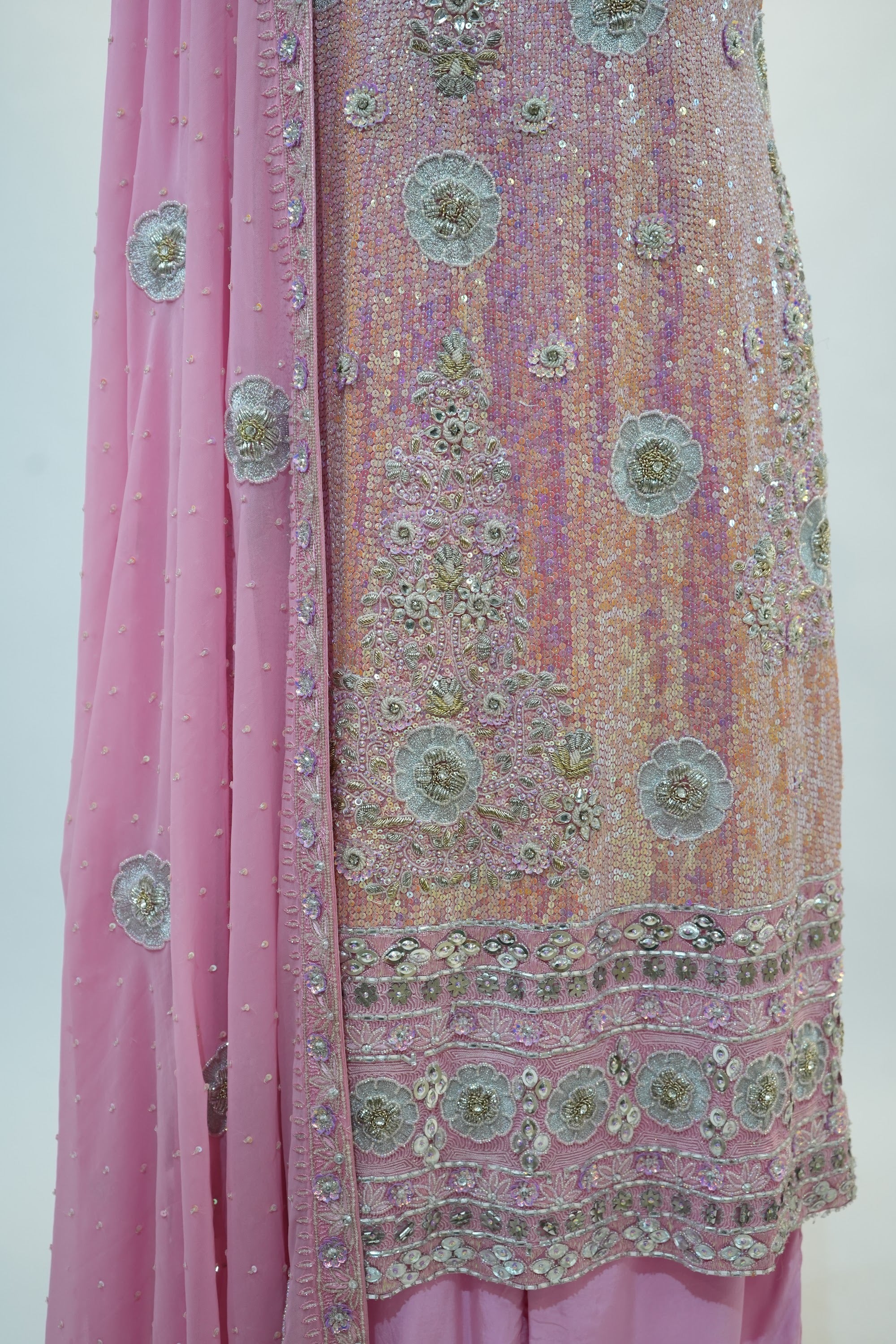 Pink Embroidered Sharara Set