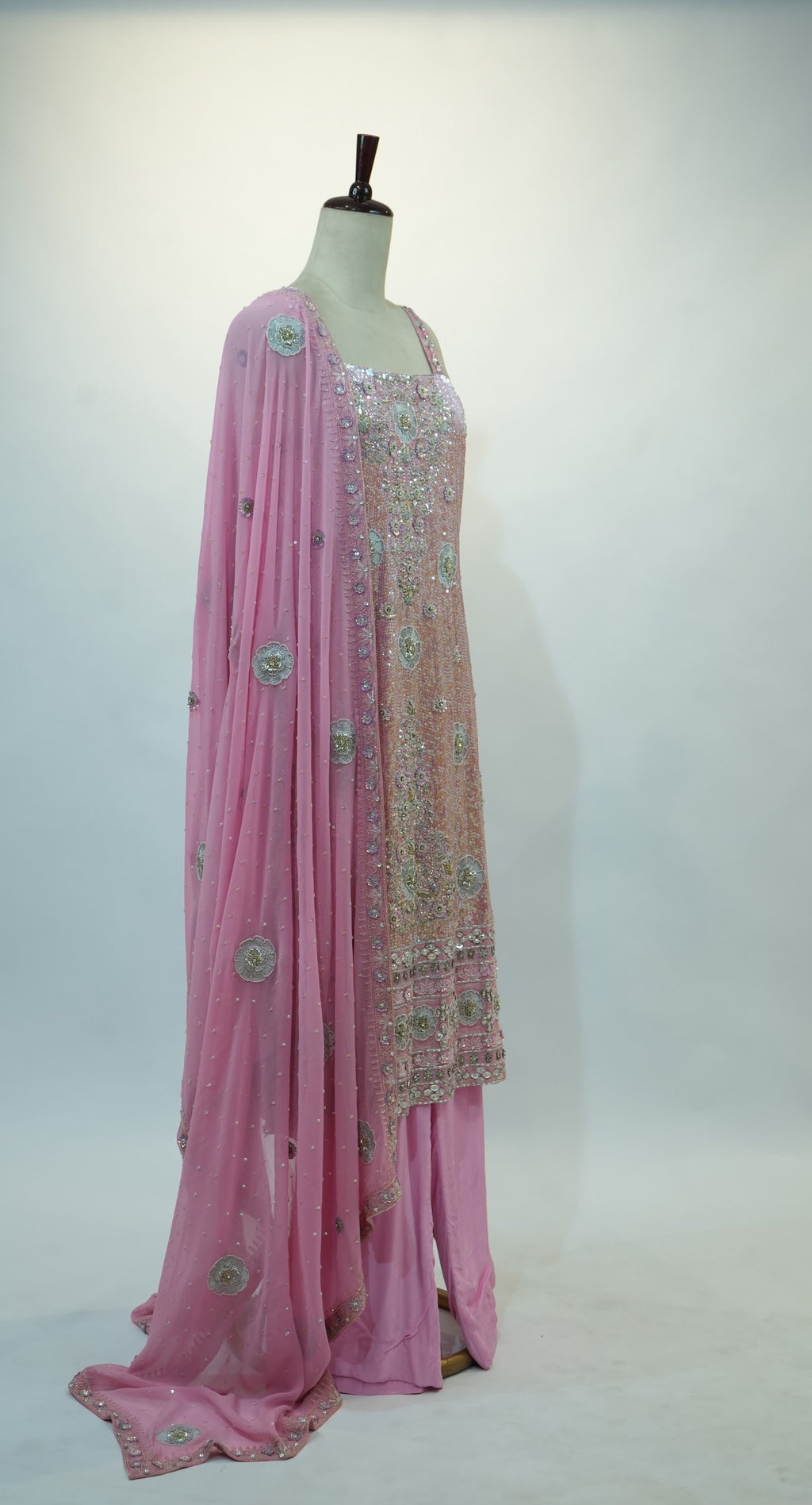 Pink Embroidered Sharara Set
