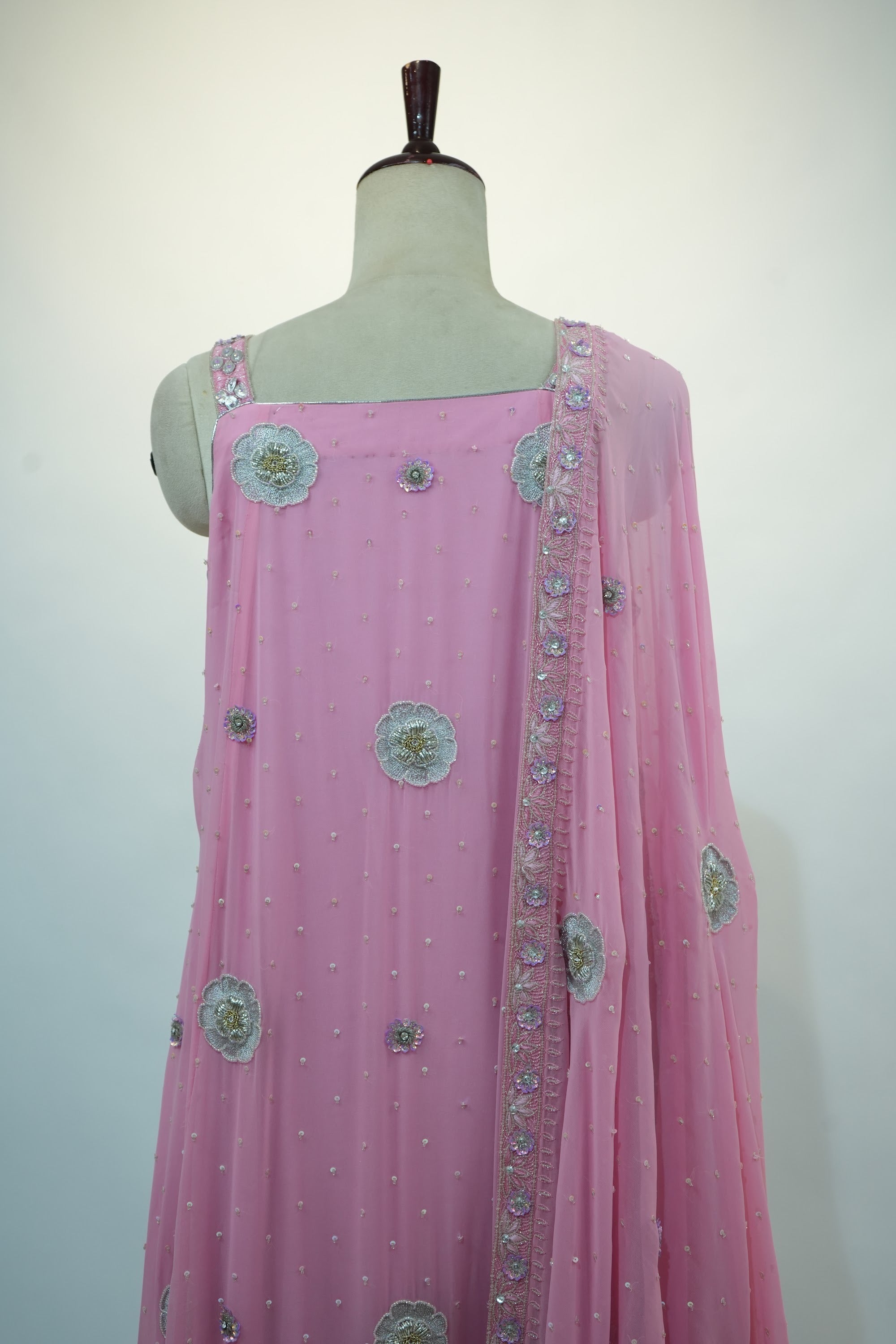 Pink Embroidered Sharara Set