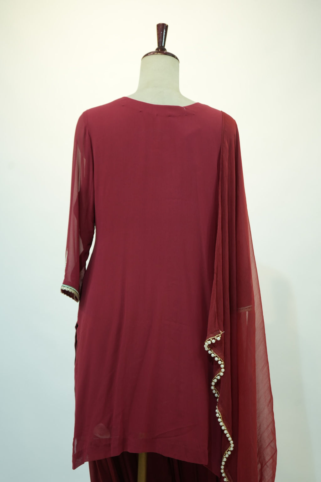 Maroon Floral Embroidered Kurta Set