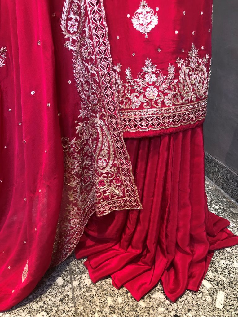 Crepe Embroidered Unstitched Suit