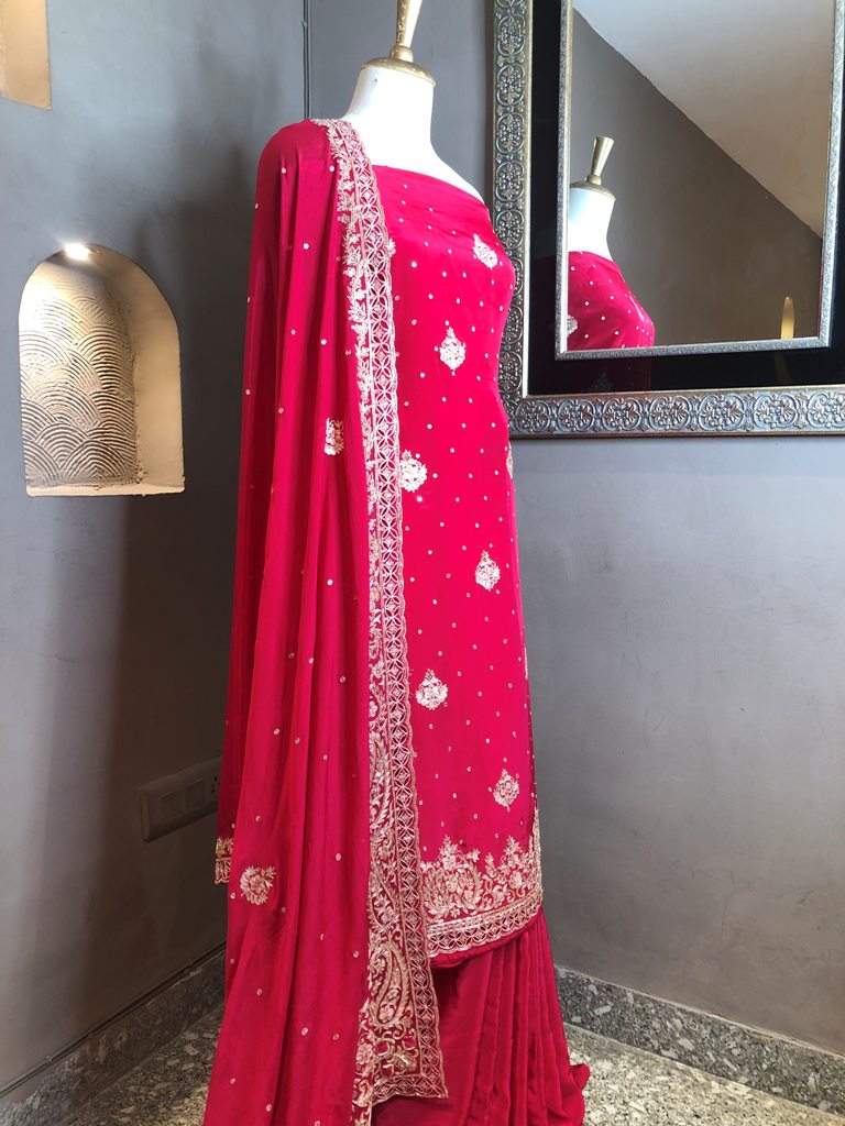 Crepe Embroidered Unstitched Suit