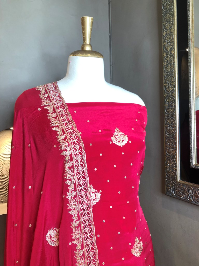 Crepe Embroidered Unstitched Suit
