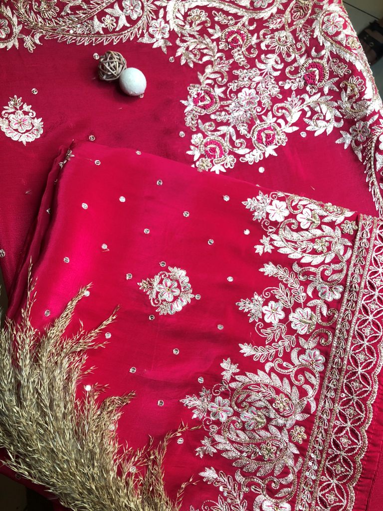 Crepe Embroidered Unstitched Suit