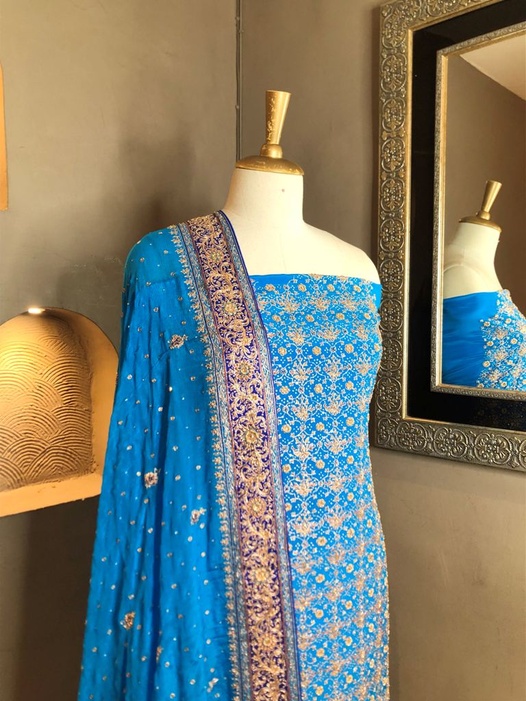 Crepe Embroidered Unstitch Suit
