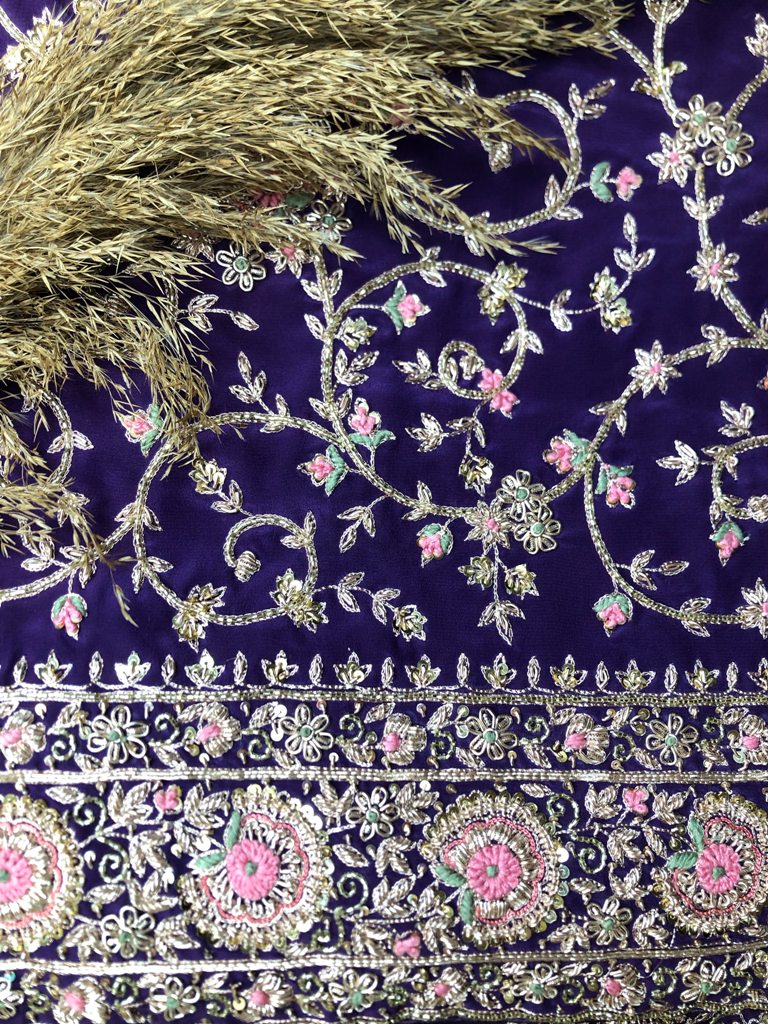 Unstitched Embroidered  Crepe Suit