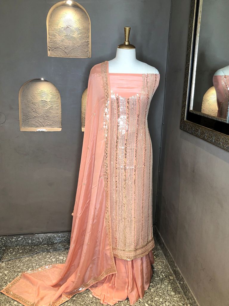 Crepe Embroidered Unstitched Suit