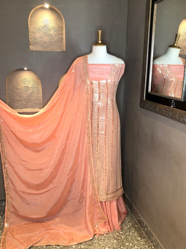 Crepe Embroidered Unstitched Suit