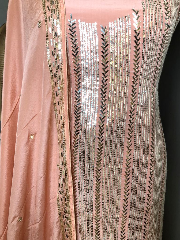 Crepe Embroidered Unstitched Suit