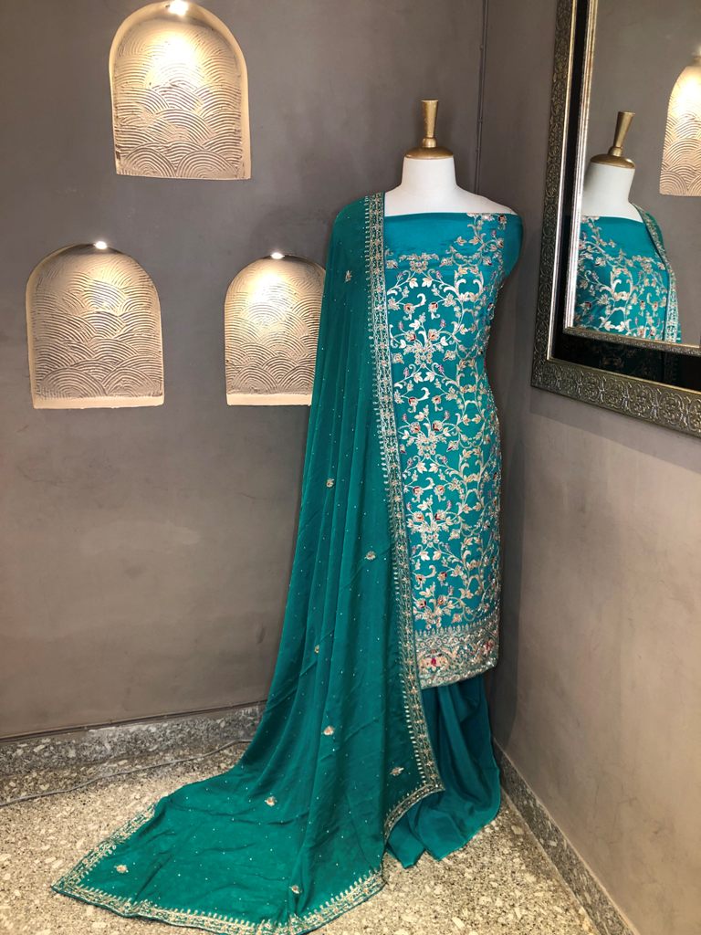 Crepe Embroidered Suit