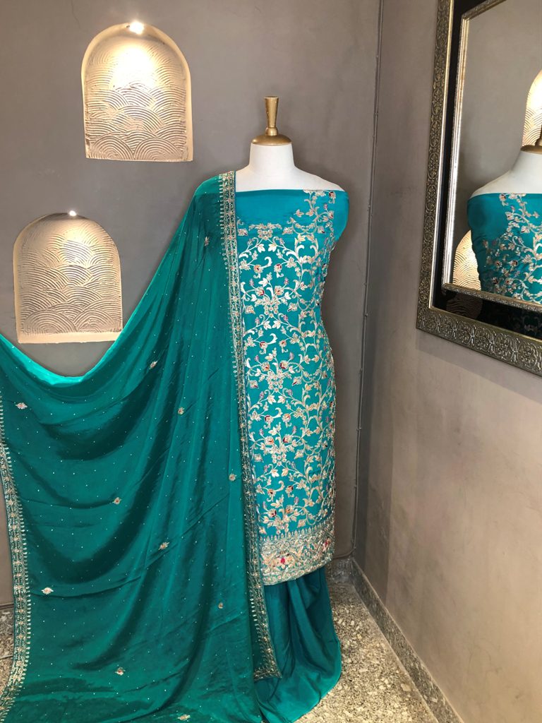 Crepe Embroidered Suit