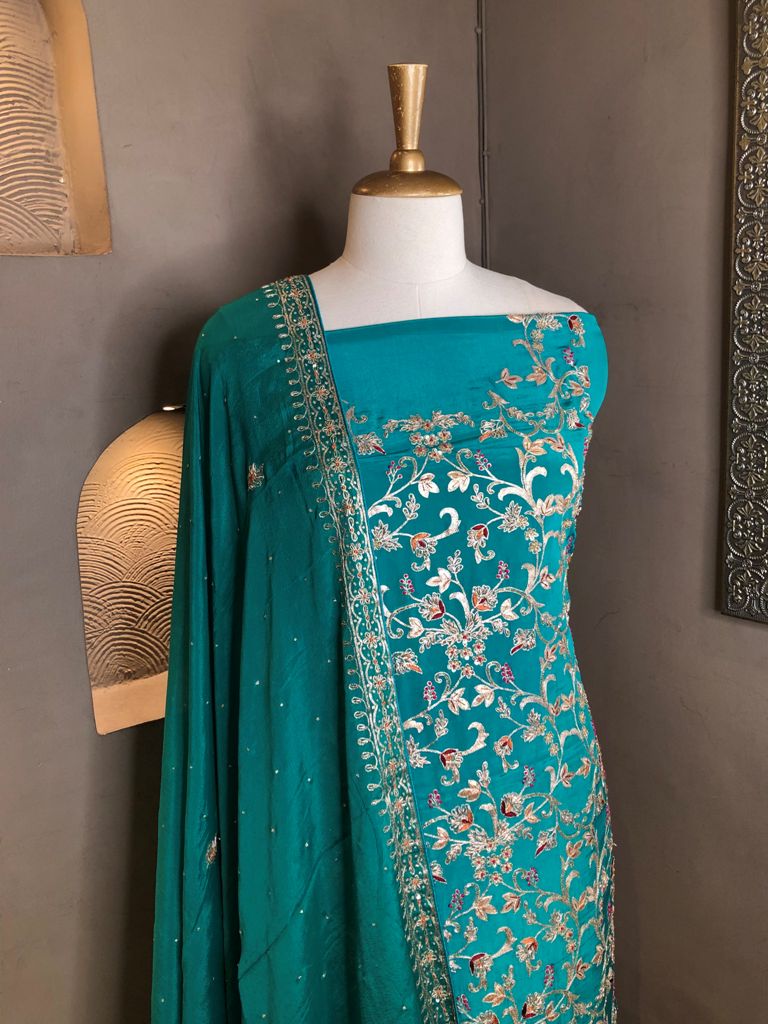 Crepe Embroidered Suit