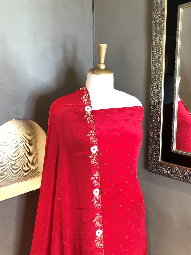 Crepe Embroidered Unstitch Suit