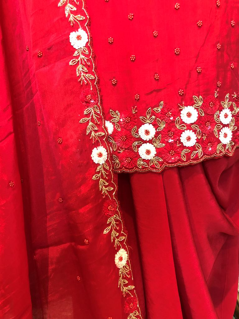 Crepe Embroidered Unstitch Suit