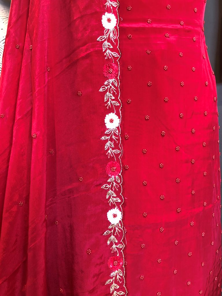 Crepe Embroidered Unstitch Suit